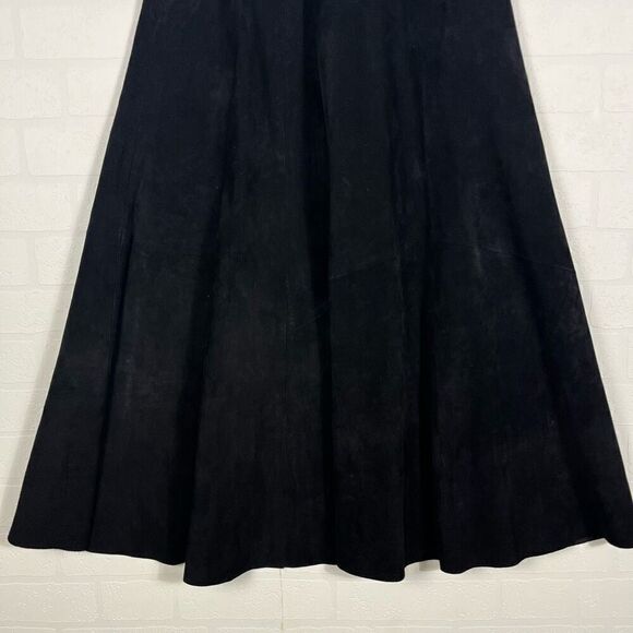 Georgetown Leather Design Women’s Black Leather mid-Maxi Skirt size 7/8 or 26in - Picture 3 of 11